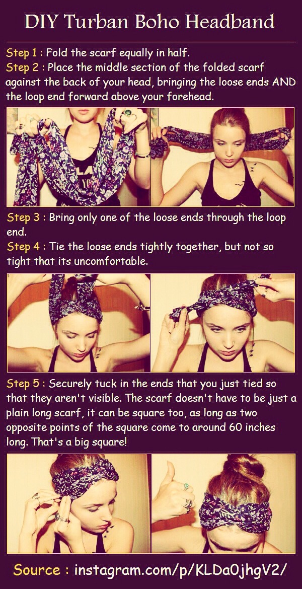 Simple Way To Wear A Scarf As A Headband !DIY Super Cute ^.^