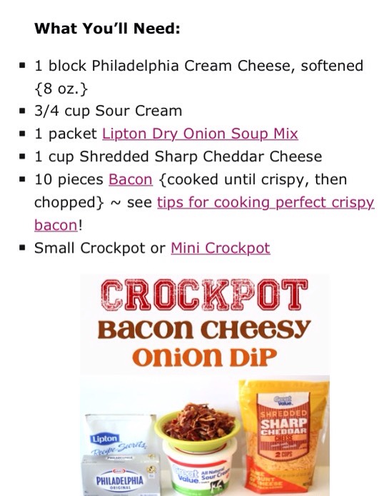✨Crockpot Bacon Cheesy Onion Dip✨