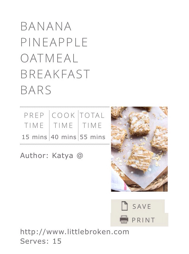 Banana Pineapple Oatmeal Breakfast Bars