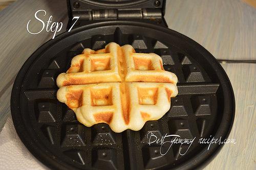 Step 7.  Close lid; cook 3 minutes or until waffle is golden brown.