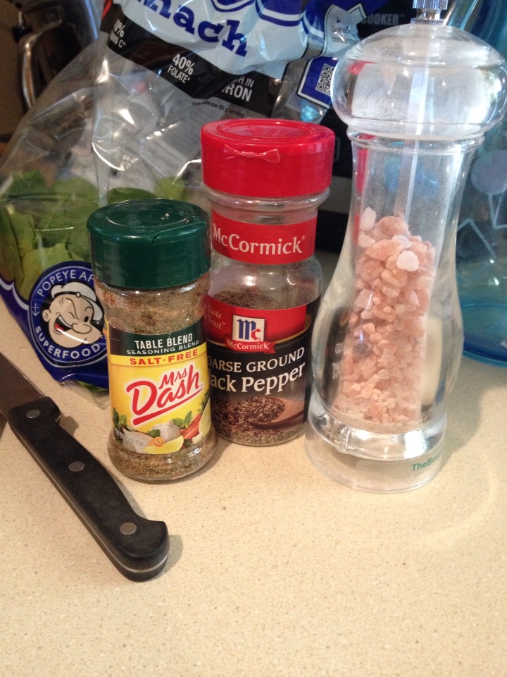 I used some sea salt, black pepper & salt free table blend seasonings 