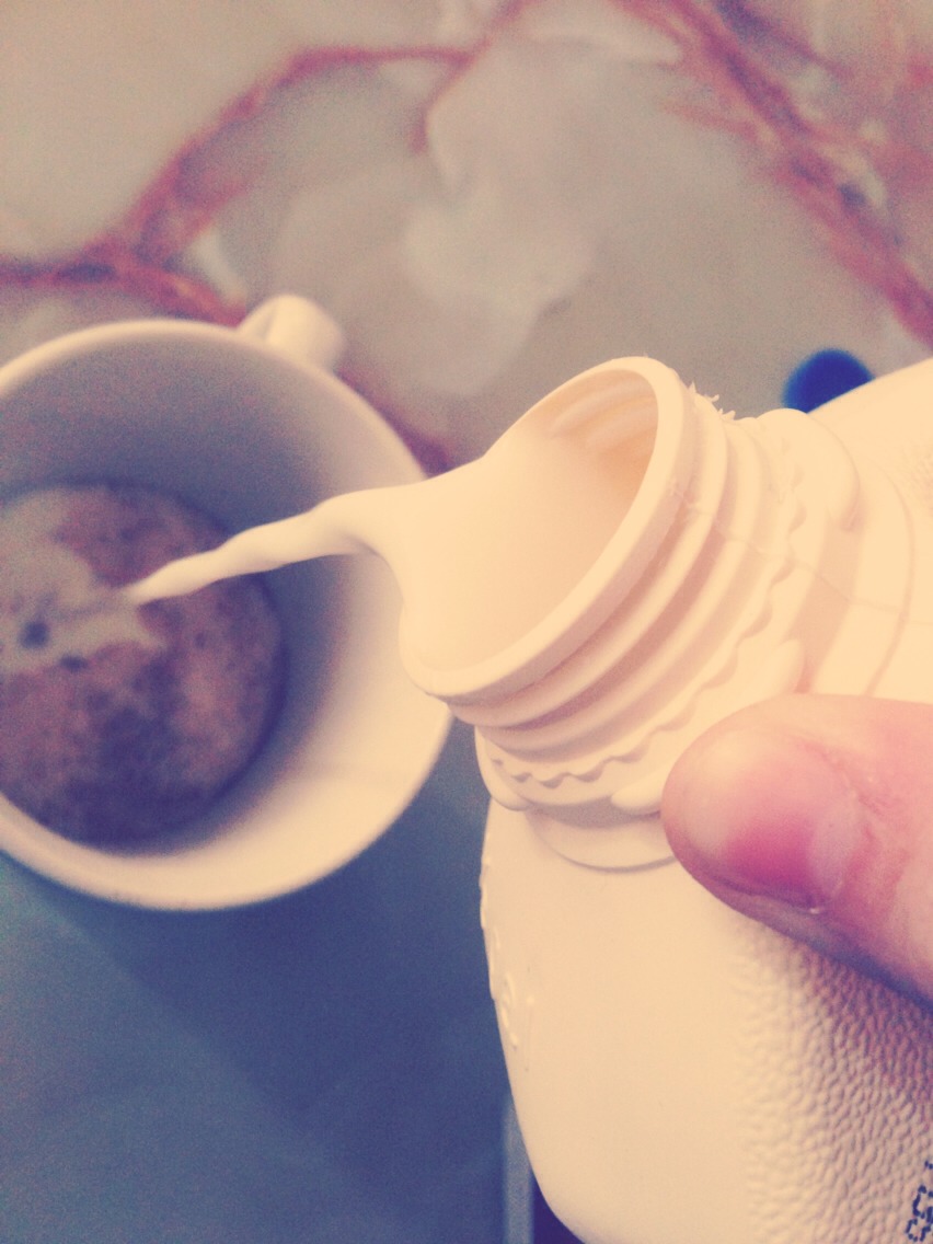 Pour milk, hot or cold in mug