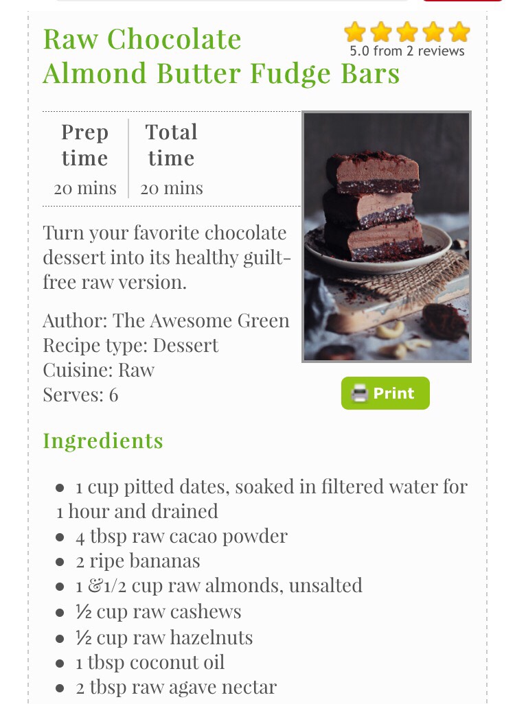 Raw Chocolate Almond Butter Fudge Bars.