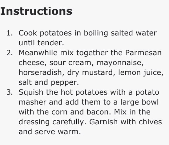 ✨Warm Bacon Corn Smashed Potato Salad✨