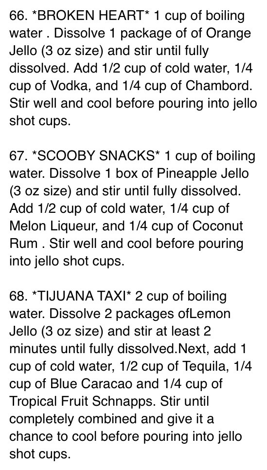 70 Different Jello Shot Recipes. Lots With Jägger!