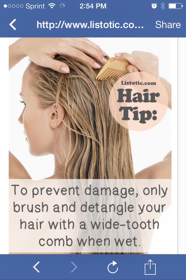 use a wide-tooth comb to get those tangles out instead. The comb doesn’t tug and pull at your hair like a regular brush, so it safely and easily removes tangles with less damage. If you are really prone to tangles, consider leaving a comb in the shower, and use it while you condition