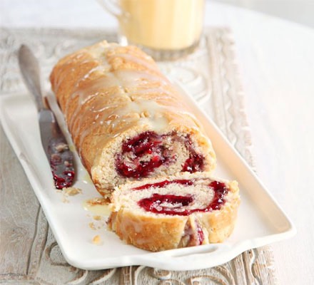 Jam roly poly bread and butter pudding