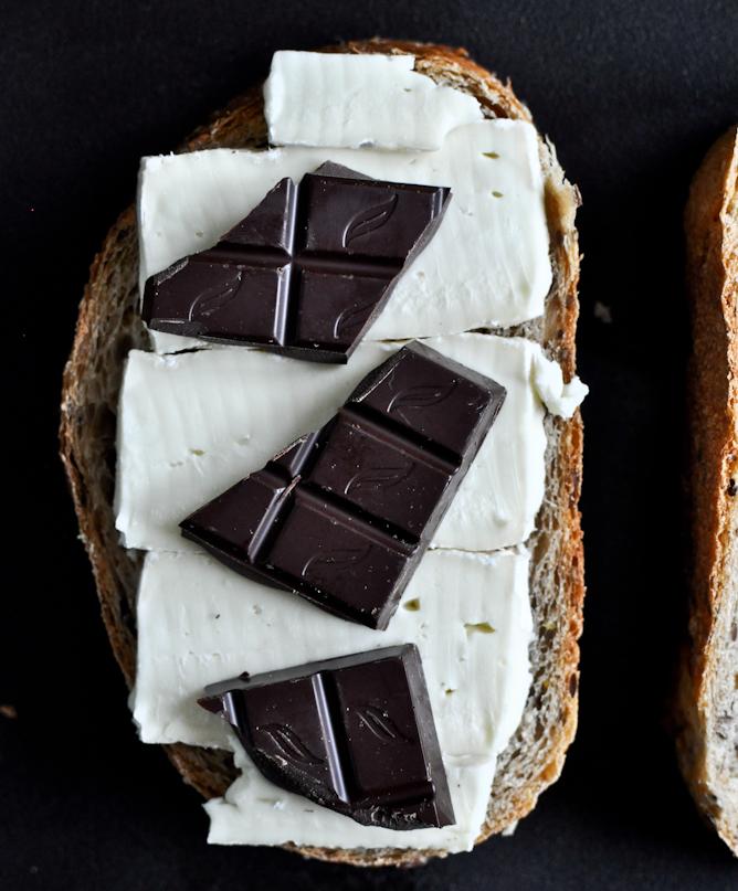 Roasted Strawberry, Brie + Chocolate Grilled Cheese 