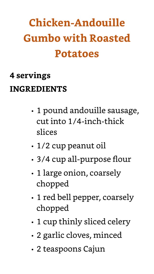 Chicken-Andouille Gumbo with Roasted Potatoes Recipe