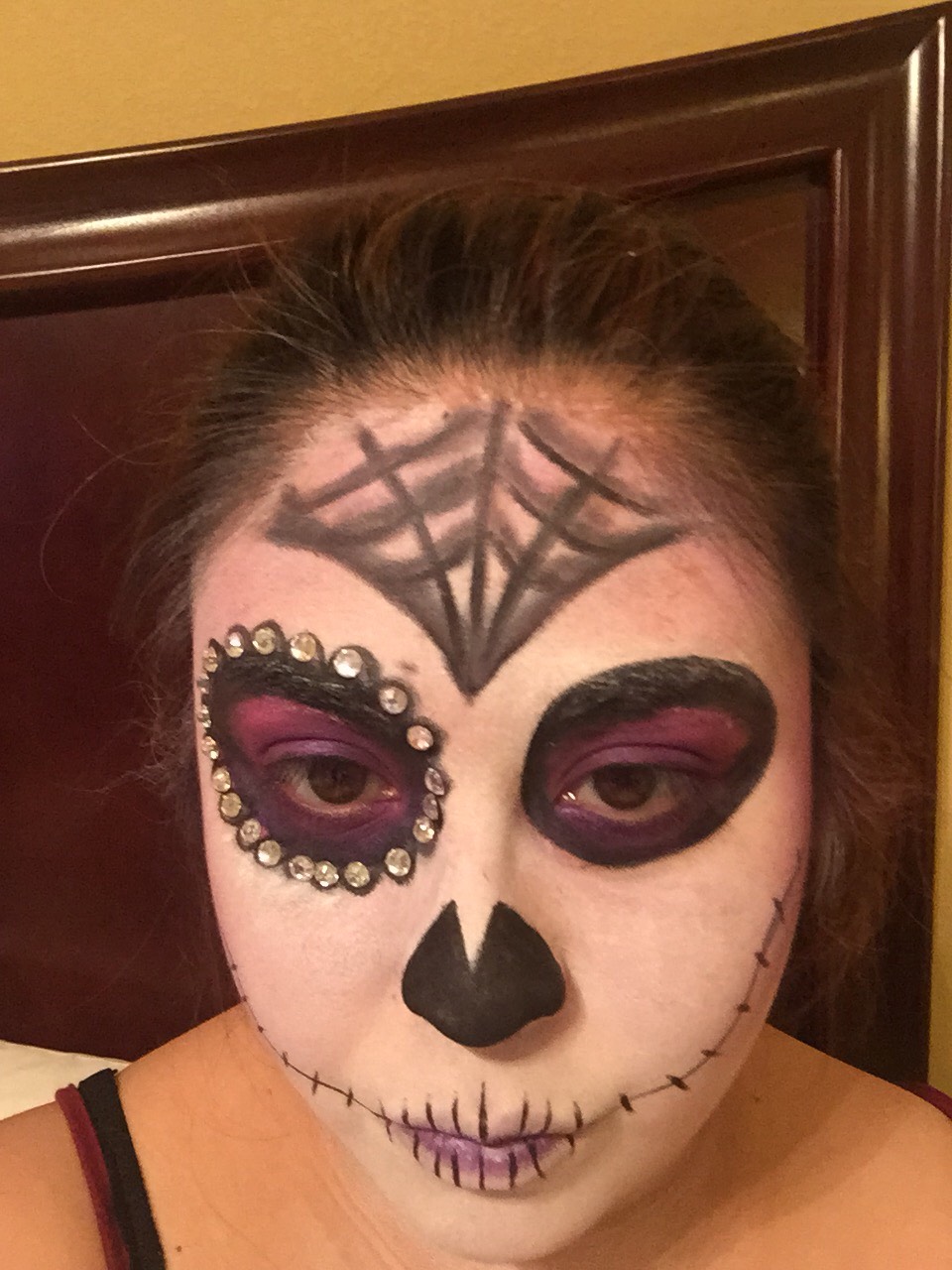 11) fill in nose completely
12) draw a web and smudge out the lines. You can put any design you wish!