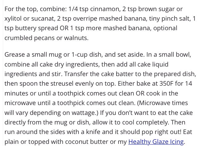 Low-fat Banana Mug Cake