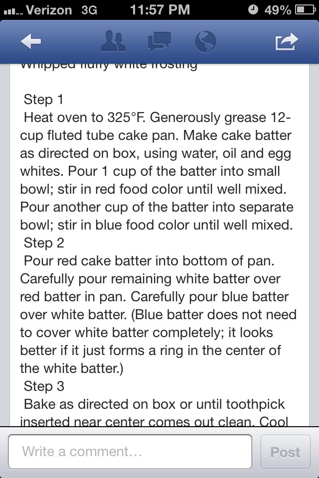 Simple Red White And Blue American Cake. 