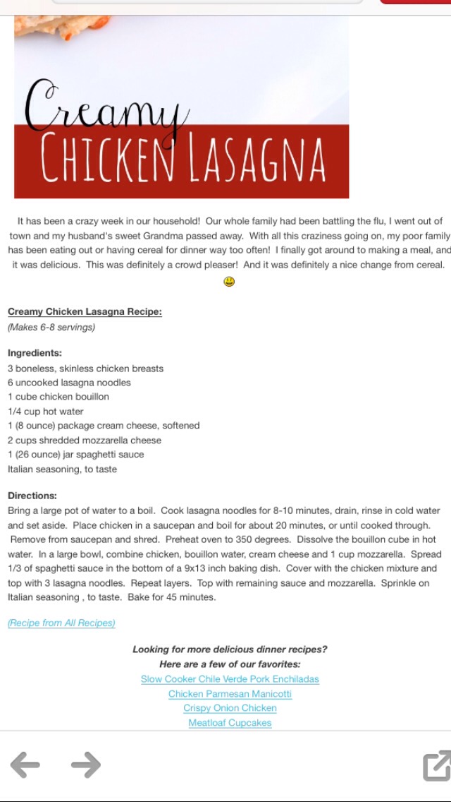 Creamy Chicken Lasagna 