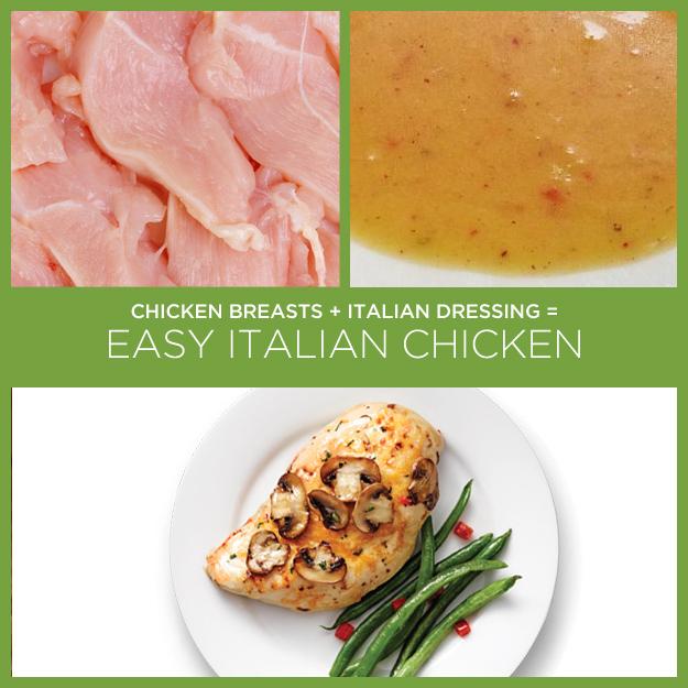 10. Chicken Breasts + Italian Dressing = Easy Italian Chicken
