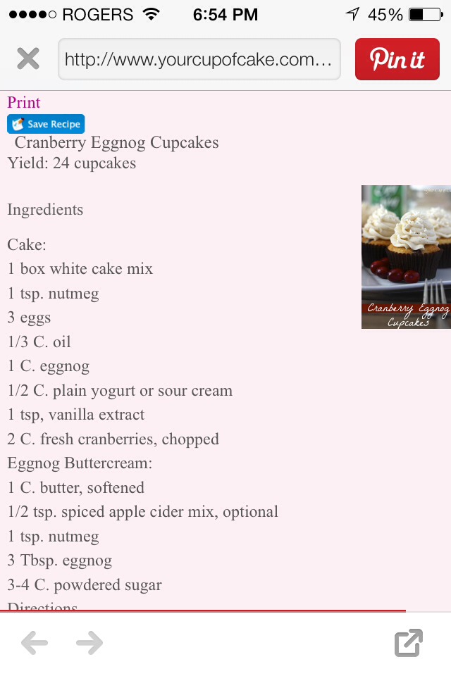 Cranberry Eggnog Cupcakes!