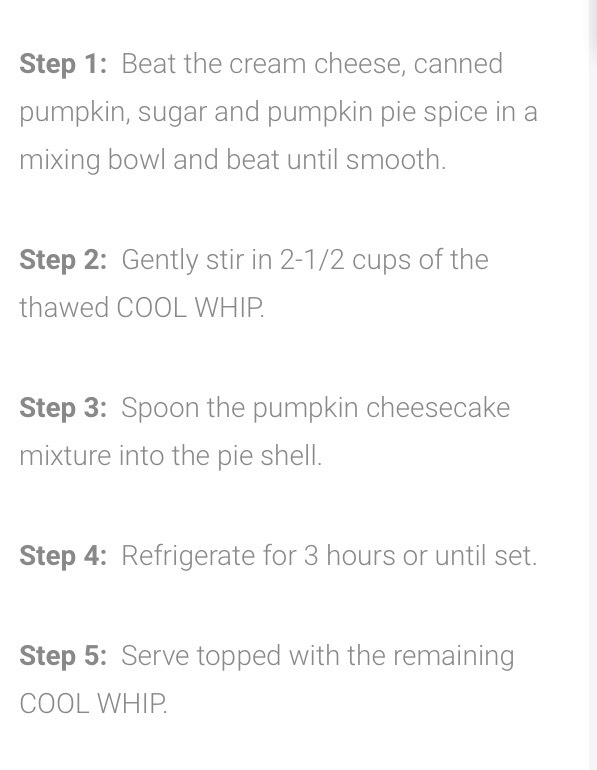 Easiest no bake pumpkin pie!!!!!!!!
