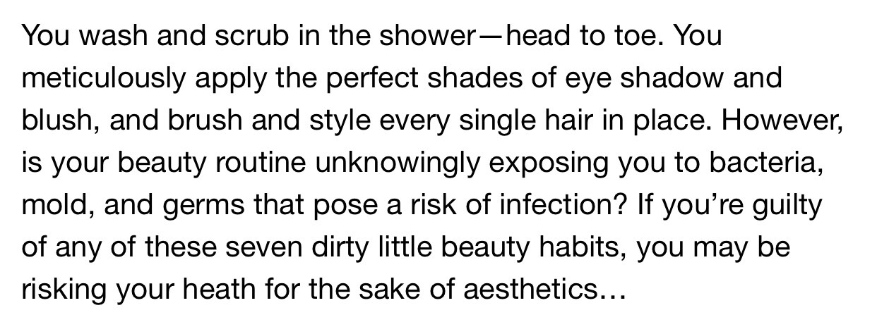 7⃣ Dirty Little Beauty Habits. 😖