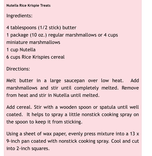 Nutella Rice Krispie Treats