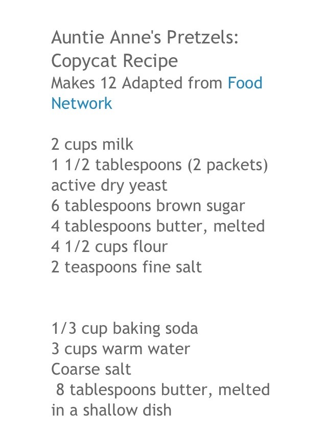 Auntie Anne's Pretzels: (Copycat Recipe) ;)