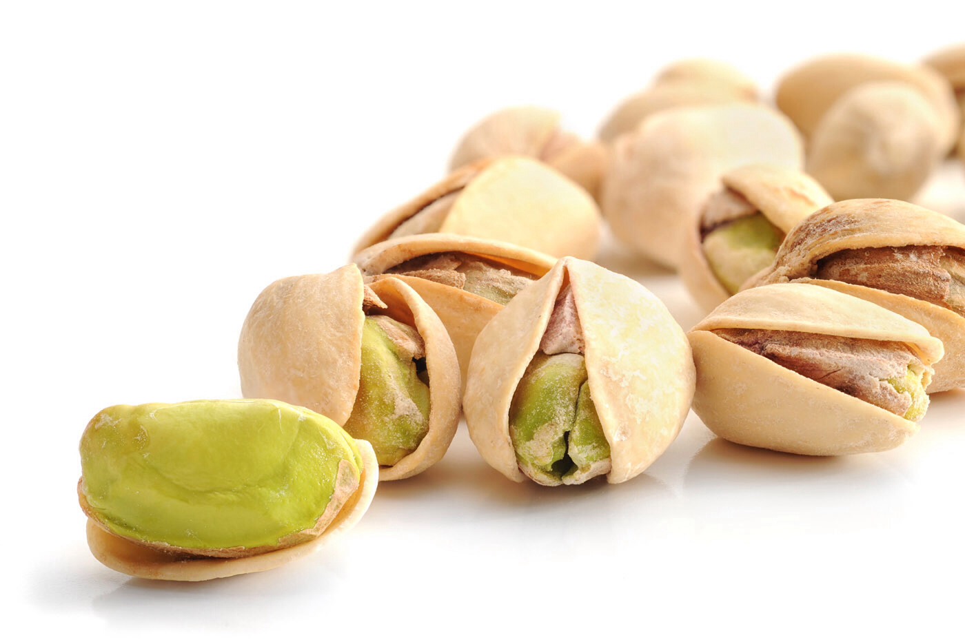 Pistachios: not all of the calories in pistachios is absorbed by the body making it less fattening than originally thought. Pistachios trim mindless eating, give you nutrients not found commonly and trims the fat around the waist!