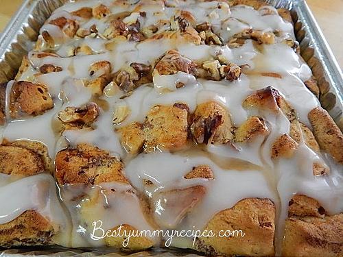 Bake at 375 for 20 to 28 minutes or until golden brown. Cool 15 minutes.

Remove the covers from icing and microwave on medium  or 50% power for 10 to 15 seconds. (Should be thin enough to drizzle.) Drizzle icing over the top. Sprinkle with powdered sugar. Serve with syrup if desired. Yum!