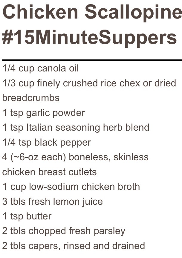 Chicken Scallopine: Takes Only 15 Minutes. 
