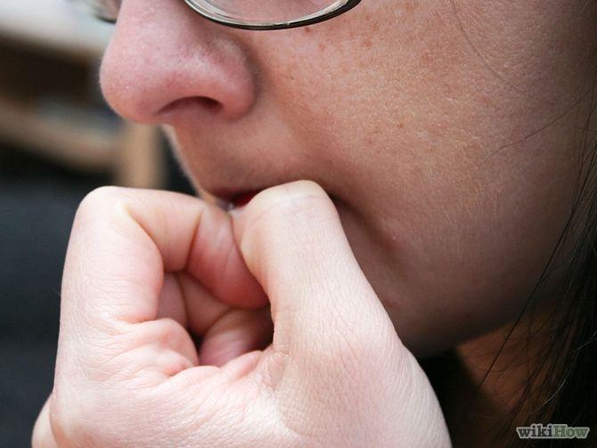 Refrain from biting or peeling your nails. If you find that you have problems with that, mix nail polish and hand sanitizer and apply it to your nails.