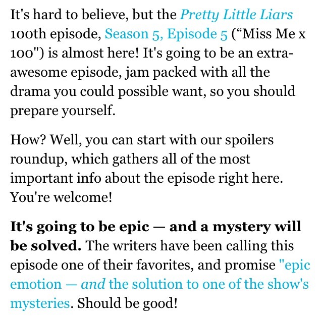 Pretty Little Liars 100th Episode Spoilers 