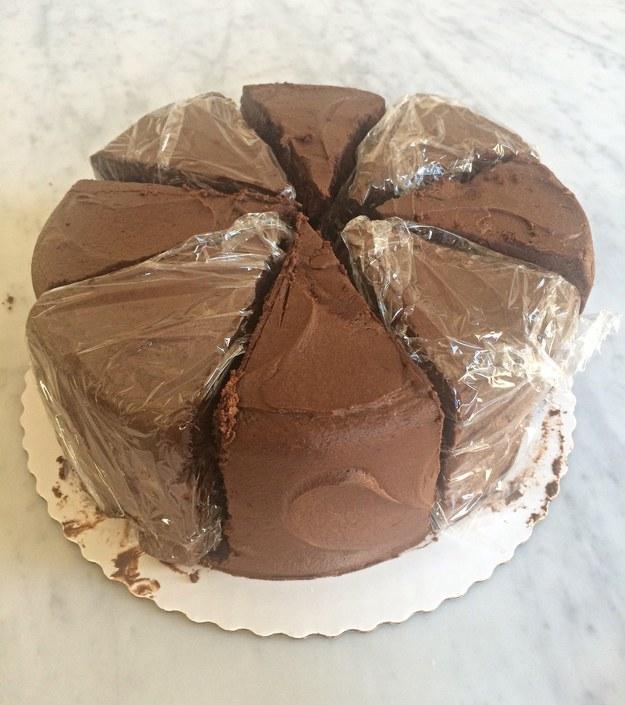 If you love baked goods but aren’t great about portion control (one brownie pan = one serving?), portion a cake and then freeze it.