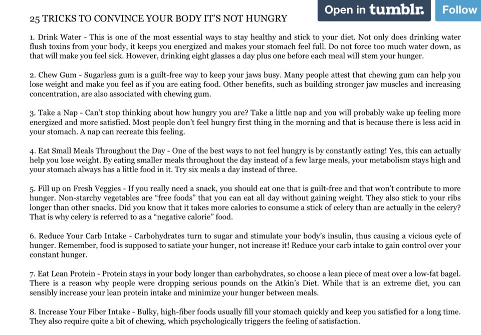 25 Ways To Convince Your Body It's Not Hungry - Perfect For Dieting!