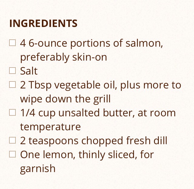 Grilled Salmon With Dill Butter 