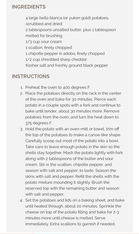 Chipotle Cheddar Twice Baked Potatoes 