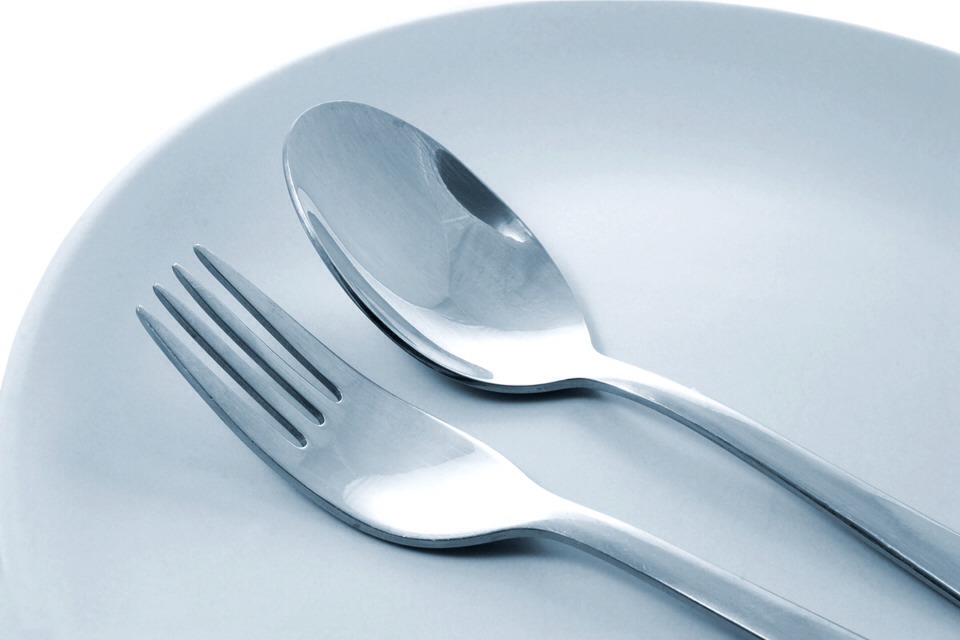 A trick to get fuller faster, after every bite, put your fork, or spoon down. 