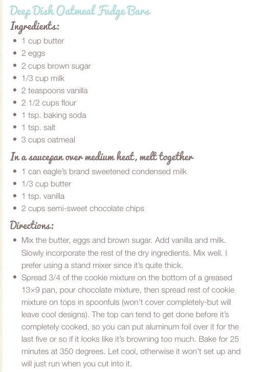 πͺπ°π« Deep Dish Oatmeal Fudge Bars π°ππͺ