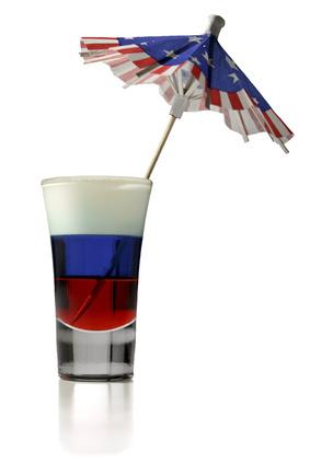 Red, White, and Blue Shot Recipe

Ingredients:

½ ounce Grenadine
½ ounce Peach Schnapps or Vodka
½ ounce Blue Curacao
Slowly pour each ingredient into a shot glass to create a layered effect. Add them in the order listed above.
