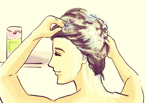 Wash your hair with a clarifying shampoo to get rid of the oil. If you don't have a clarifying shampoo, just use a strengthening or your regular one. If you must, condition the ends of your hair so they won't be dry.
