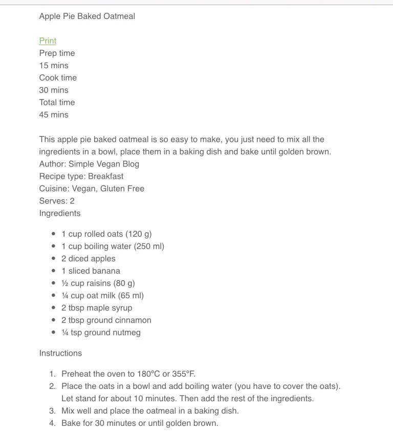 Apple Pie Baked Oatmeal 