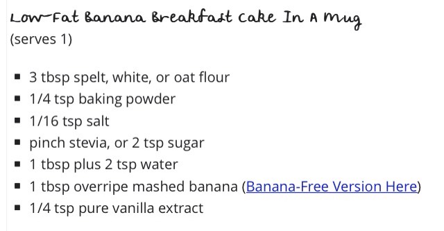 Low-fat Banana Mug Cake