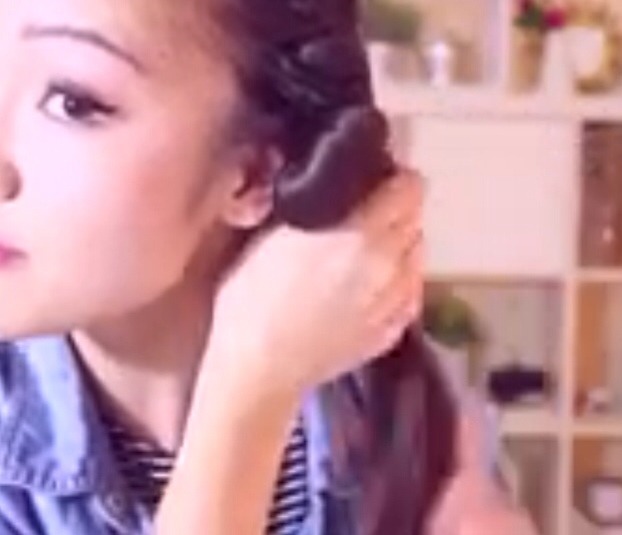 When there's no more hair to add in just take the remaining hair and just twist it into a bun