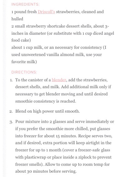 Healthy Sweet Strawberry Shortcake Smoothie
