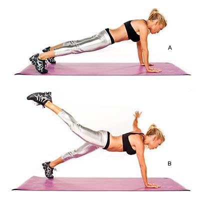 Plank with arm/leg lift

Targets upper back, chest, sides, core and glutes