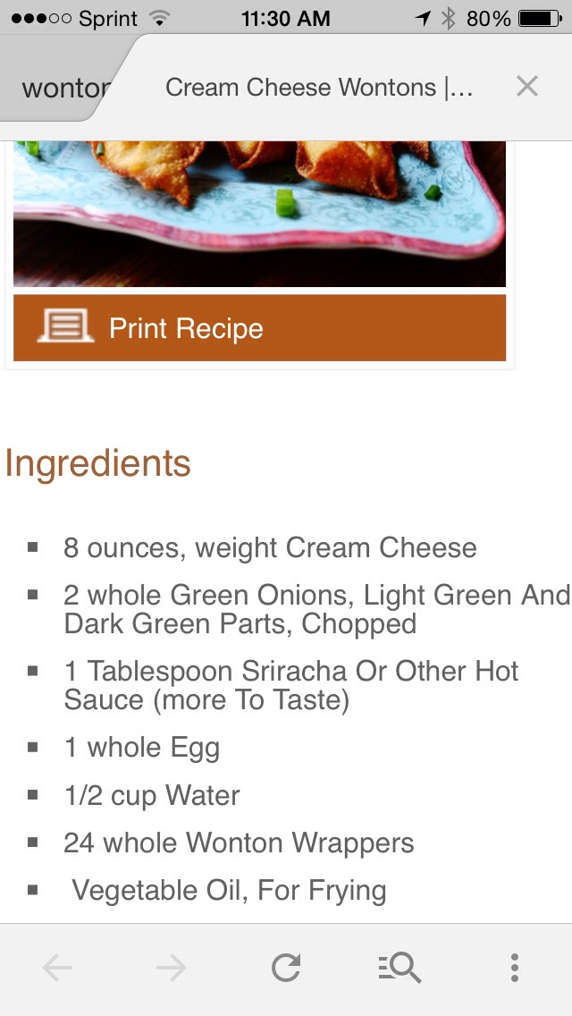 Cream Cheese Stuffed Wontons