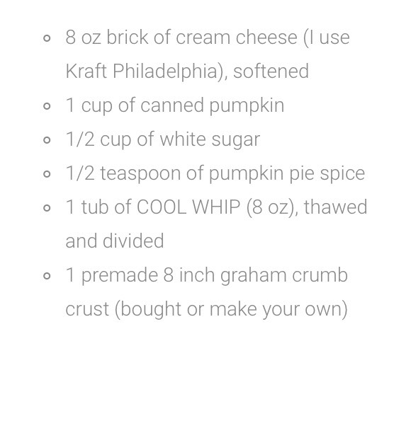 Easiest no bake pumpkin pie!!!!!!!!