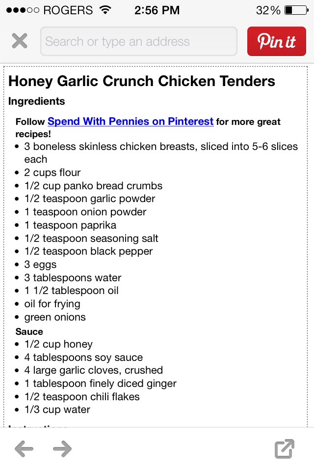 Honey Garlic Crunch Chicken Tenders