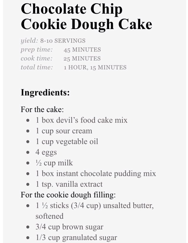 Chocolate Chip Cookie Dough Cake
