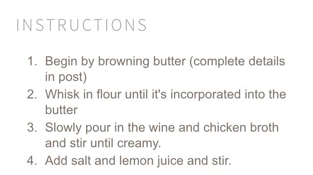 Lemon Wine Brown Butter Sauce