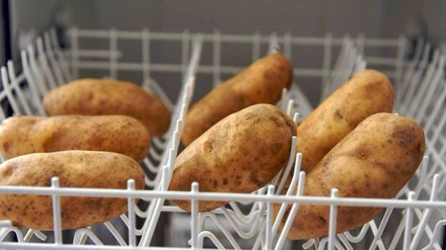 4. Don’t waste time scrubbing every single potato. Run them all through the rinse cycle of your dishwasher to save time.
