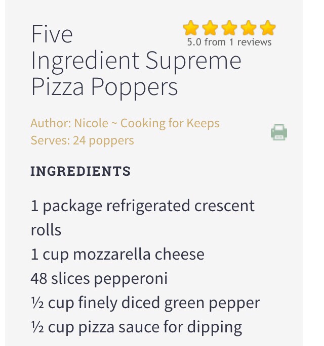 Five Ingredient Supreme Pizza Poppers!