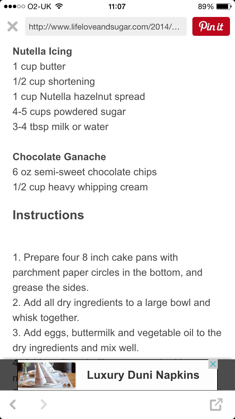 Nutella Chocolate Cake