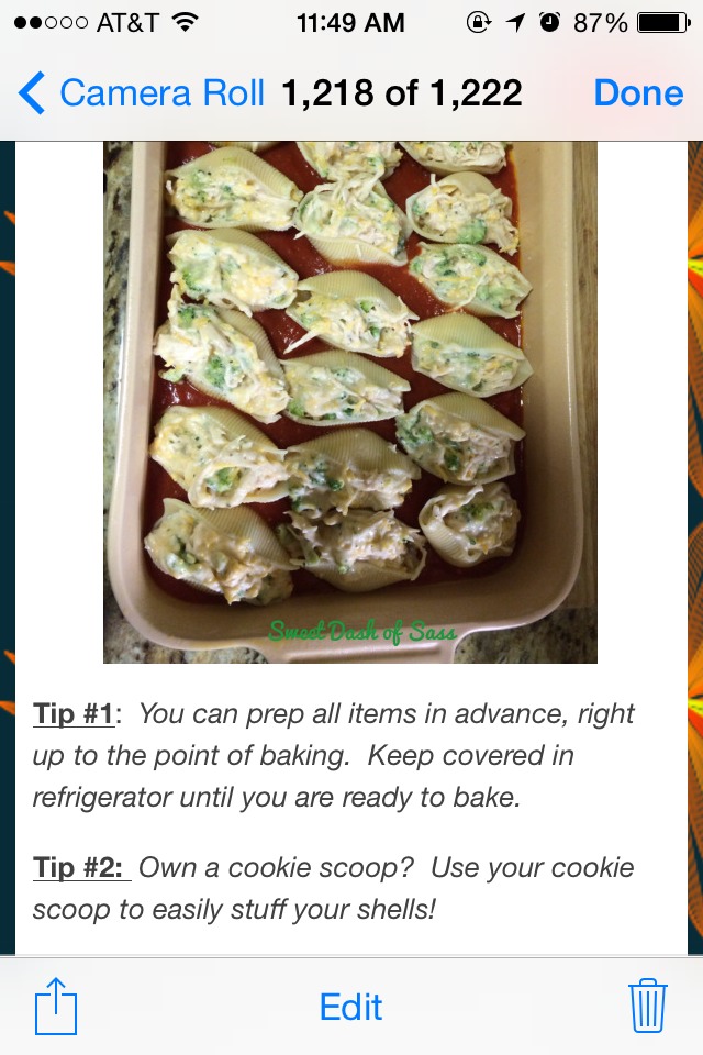 ✨✨✨Chicken Broccoli Alfredo Stuffed Shells✨✨✨😋🍗🍝